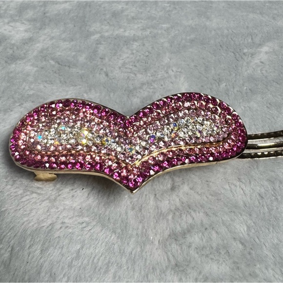 Handmade Rhinestone Heart Barrette – Pink Glitter Hair Clip – Sparkly Accessory - Picture 9 of 9